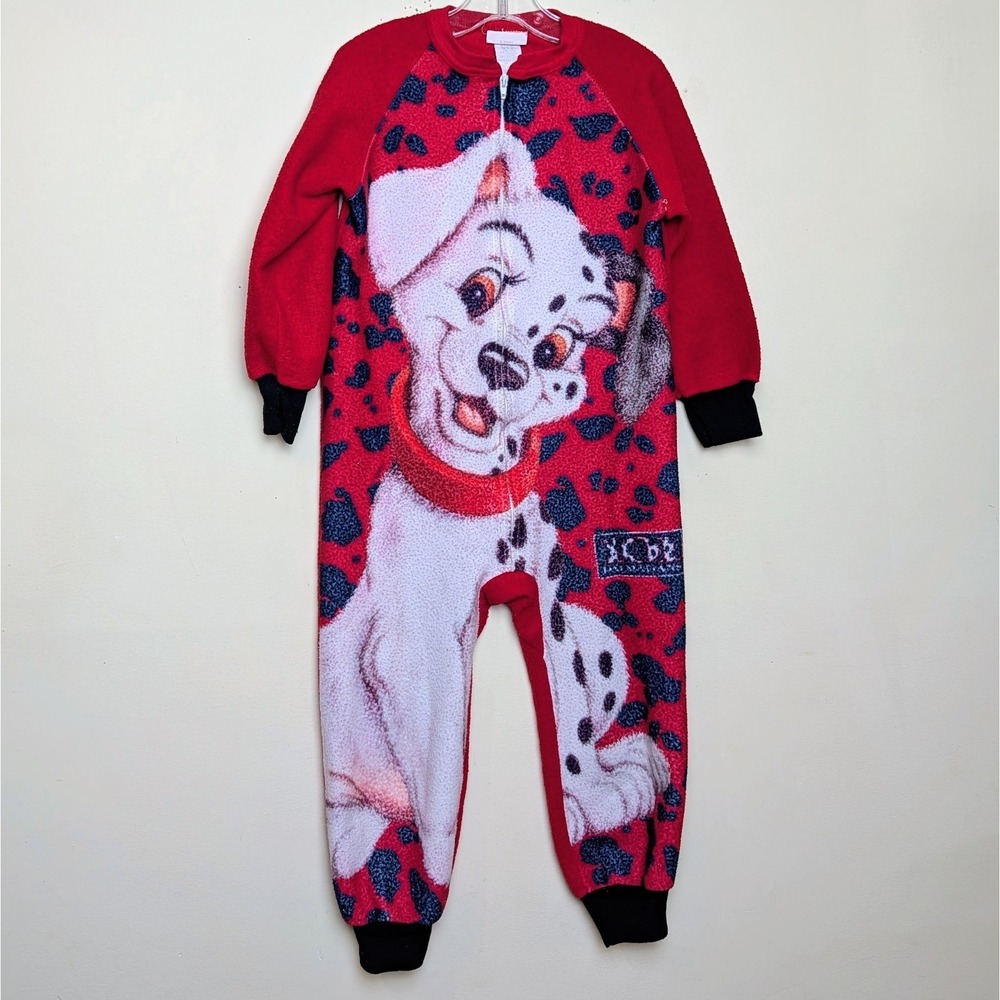 Vintage 101 Dalmatians Disney Movie 90s Footed Fleece Pajama Youth Size 6